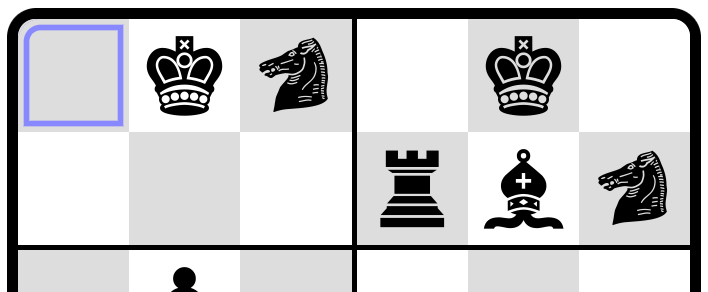 The top two regions. There's a rook in the right hand one, forcing the rook to be in the one free square in the other row of the left hand region